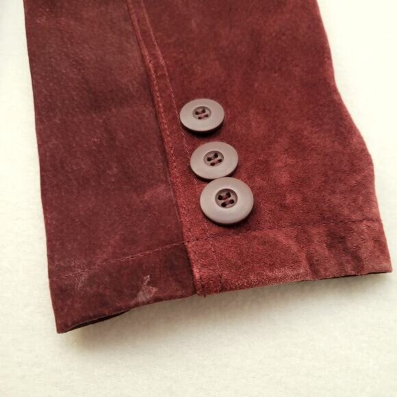 Wilsons Leather Maxima Jacket Women's XL Maroon Suede Lined Vintage 90s Y2K - Picture 11 of 16